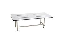 Seachrome Wall Mounted Bench Style Shower Seat, Swing Down Legs, 48-Inch x 24-Inch, Solid White Phenolic Top