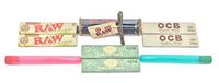 Bundle-10 Items Organic King Size Slim Rolling Papers-2 Each Raw Organic, Job Organic and OCB Organic Plus Raw 2 Way Adjustable King Size Roller Plus Raw Hemp Wick Plus 2 Acrylic Storage Tubes