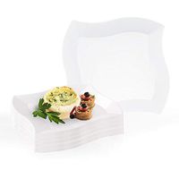 Elegant Disposable Plastic Dessert Plates 120 Pcs - 7" Heavy Duty Wave White Salad Plates - Reusable Appetizer Cake Plates - Bulk Party Supplies For Wedding, Easter, Birthday Parties & All Occasions