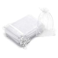 Dealglad 50pcs Drawstring Organza Jewelry Candy Pouch Christmas Wedding Party Favor Gift Bags (3x4", White)
