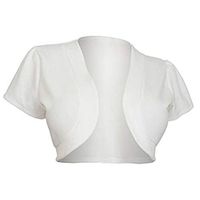 ✦HebeTop✦ Women's 3/4 Sleeve Cropped Cardigans Sweaters Jackets Open Front Short Shrugs for Dresses White