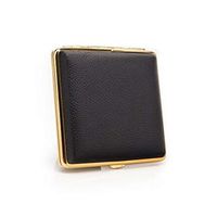 Jingfengtongxun Cigarette Box 20 Sticks, Portable Simple Retro Cigarette Case Creative Retro Copper, Copper + Leather Material, Size 9.8 9.3 1.95 cm, Black,Comfortable