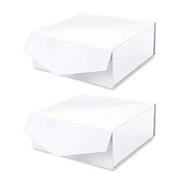 MALICPLUS 2 Packs Extra Large Gift Boxes 12x12x5 Inches, Gift Boxes with Lids,Bridesmaid Proposal Boxes, Sturdy Boxes, Storage Boxes Collapsible Magnetic Closure Gift Boxes (Embossing Glossy White)