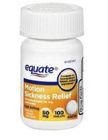 Equate Motion Sickness Anti Vomiting/Nausea Tablets 50 Mg 100 Tablets - 2 Pack - 200 Total Tabs (Compare to Dramamine)