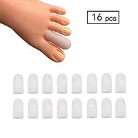 16 Pieces Gel Toe Caps, Silicone Toe Protector Toe Covers, Gel Toe Cushion to Protect Toe from Rubbing, Ingrown Toenails, Corns, Blisters, Hammer Toes and Other Painful Toe Problems (White)