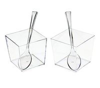 Exquisite Clear Plastic Mini Square Mousse Dessert Cups With Tasting Spoons 48 Ct - 3.6 oz