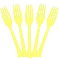 Extra Heavy Weight Plastic Forks | 20ct (Light Yellow)