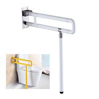 WAOBE Toilet Anti-Slip Handrail Frame, Foldable 3Mm Thick 304 Stainless Steel Bathroom Railing Elderly Person Side Rail, Accessible Handrail for Bathroom, (60/75Cm),White,60Cm