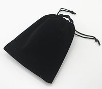 Pack of 25 Velvet Gift Bags Drawstring Jewelry Pouches Candy Bags Wedding Favors (6" x 5", Black)