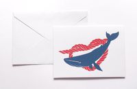 Blue Whale & Rope Heart Stationery Note Card Set