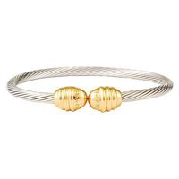 Divoti Stainless Steel Cable Magnetic Bracelet High Performance Pain Therapy by High Power SmCo Magnets w/ 2-Tone PVD Gold Plating- 80