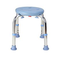 Bath Stool Blue Aluminum Alloy Shower Stool Bathroom Stool Height Adjustable Bath Chair Old Man Round Shower Chair with Non-Slip Mat
