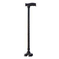 Elderly and Disabled Crutches- Multifunctional Aluminum Alloy Folding Telescopic Crutch Big Curved Handle Old Man Assisted Four-Legged Cane (Color : Black, Size : 95cm)