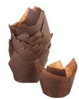 Cakesupplyshop Packaged 200ct Brown Flower Blossom Tulip Petals Elegant Standard Cupcake Baking Cups