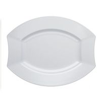 Party Essentials 20 Count Hard Plastic 10.5" Royalty Dinnerware Oval Dinner Plates, White