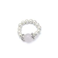 Magnetic Therapy Rose Quartz & White Magnetrim Magnetic Stretch Ring (XSmall Ring Size 5-6)
