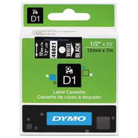 Dymo White on Black D1 Label Tape - 0.50quot; Width x 23 ft Length - 1 Each - Polyester - Thermal Transfer - White