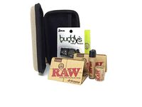 Bundle-6 Items-Randy's Hard Shell Zippered Smokers Case, 2 Packs of Raw Natural Artesano Rolling Papers, Raw Natural Hemp Wick, Mini Raw Clipper, Buddys Folding Scissors, Rolling Paper Store Tube