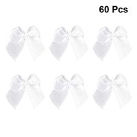 Garneck 60pcs Ribbon Bows, Handmade Hair Bows Accessories for Girls,Bowknot Flower DIY Craft for Gift Wedding Chirstmas Festival Decoration(White)