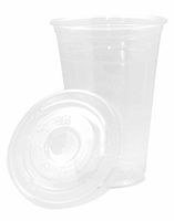 [1000 SETS] Plastic Disposable Cups with Lids - Premium 20 oz (ounces) Crystal Clear PET for Cold Drinks Iced Coffee Tea Juices Smoothies Slush Soda Cocktails Beer Kids Safe (20oz Cups + Flat Lids)