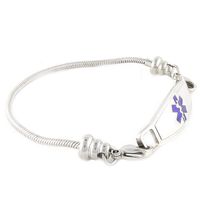 Women's Medical Alert ID Bracelet - Beaded Pan-Dorra Type, Custom Engraving Included - Purple, Size 8.25