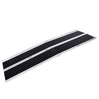 Goujxcy Wheelchair Ramp,8 FT Two-Section Non-Skid Folding Lightweight Aluminum Alloy Mobility Ramps