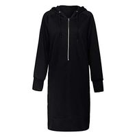 Alangbudu Women Zipper Up Hoodie Long Sleeve Button Side Tops Pullover Long Blouse Sweatshirt Tunic Windbreaker Overcoat Black