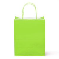 12 Counts Food Safe Premium Paper and Ink Medium 10” X 8”, Vivid Colored Kraft Bag with Colored Sturdy Handle, Perfect for Goodie Favor DIY Bag, Environmentally Safe (Medium, Lime Green)