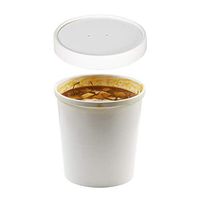 (Set of 50) 16 oz White Paper Soup Containers with Lids Combo Pack, Hot/Cold Disposable Pint Containers, Ice Cream/Frozen Yogurt Cups, Take Out/to-Go Deli Containers by Tezzorio