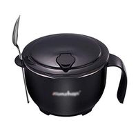 AXZHYX Bowl Stainless Steel Bowl with lid Student Cute Lunch Box Breakfast Bowl Cereal Bowl Restaurant Kitchen Holiday Black Hotel Tableware Home Noodles Boiled Fish Soup Bowl