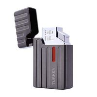 Turkey Torch Cigar Lighter, Dual Jet Flame Butane Refillable Lighter with Cigar Punch for Tobacco Pipe & Cigarette, Cool Pocket Lighters with Push-Button Piezo Ignition Adjustable Flame Insert