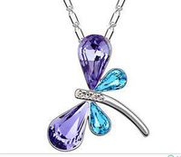Fashion Womens Dragonfly Crystal Rhinestone Silver Chain Pendant Necklace ~пјЃпјЃ Woman Bright For gift Simple Elegant Comfortable Accessory Unique Style