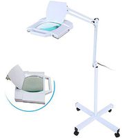 QFXFL LED Magnifying Glass Light, 5X Adjustable LED Magnifying Floor Lamp Daylight Magnifier Lighted for Reading F098