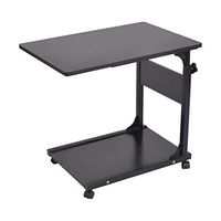 Xesvk Industrial Side Table, Mobile Snack Table for Coffee Laptop Tablet, Adjustable Stand Portable Cart Tray Side Table Studying Desk US Stock (Black)