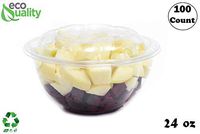 24oz Clear Disposable Salad Bowls with Lids (100 Pack) - Clear Plastic Disposable Salad Containers for Lunch To-Go, Salads, Fruits, Airtight, Leak Proof, Fresh, Meal Prep | Rose Bowl Container (24oz)