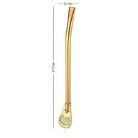 Iuhan Fashion Multicolour Stainless Steel Drinking Tea Yerba Mate Straw Gourd Bombilla Filter Spoon (Gold)