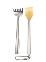 Qaoquda Portable Extendable Telescopic Back Scratchers/Hand Massager/Backslap with Rubber Handles (Steel - 2 Pcs)