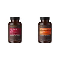 Amazon Elements Coenzyme Q10, 100mg, Black Pepper Extract 5mg, 120 Softgels, 4 Month Supply & B Complex, High Potency, 83% Whole Food Cultured, Vegan, 65 Capsules, 2 Month Supply