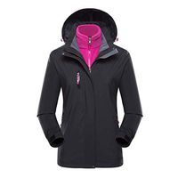 Women's 3-in-1 Waterproof Ski Jacket, Windproof Puffer Liner Warm Winter Coat Hoodies Jacket Winter Thick Outerwear(Black, XXXL)