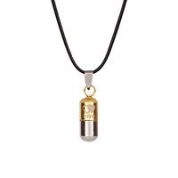 qiguch66 Unisex Lover Metal Pill Box Case Stainless Steel Pill Organizer Pill Ash Holder Perfume Box Cremation Urn Pendant Necklace Jewelry Yellow