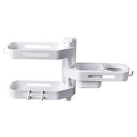 3-Layer Rotatable Bathroom Kitchen Shelf, Wall Mount, Muti-Function Plastic Hair Dryer Holders, Adhesive Detachable Hair Care & Styling Tool Organizer (Pattern : with Hair Dryer Rack)