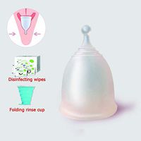 DNNAL Menstrual Cup, Medical Silica Gel Leakproof Reusable Period Cup Super Soft and Flexible with Folding Rinse Cup,Whites