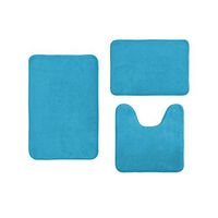 Websad_Christmas Coral Velvet Memory Cotton mat Bathroom Absorbent Non-Slip Carpet 3 pcs/Set (Light Blue)