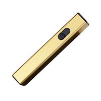 Windproof Ultra-Thin Mini Cigarette Lighter Metal Creative USB arc Lighter Strip Push up(,Shining Gold,F)
