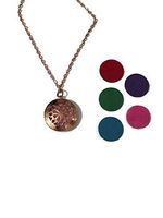 Diffuser Necklace Essential Oils Pendant with 24" Chain 5 Washable Pads, Aromatherapy Antique Silver Sun Catcher Tangled Round Locket 1.25" (Copper)