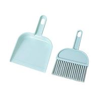 Small Dustpan Brush for Sweeping Up Cat Litter,Mini Broom and Dustpan,for Table Count&Small Area Cleaning,Broom/Brush Clip on Dustpan (Blue)
