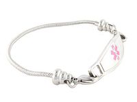 N Style ID Women's Beaded Pan-Dorra Style PRE-Engraved"Type 1 Diabetes" Medical Id Bracelet - Pink 7.25