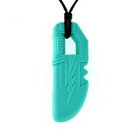 Quell-O Thunder Blade Sensory Chew Necklace - Tough - Chewelry for Mild Chewing (Turquoise)