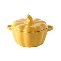 wuchenmin Pumpkin Porcelain Canister,Pumpkin Shape Ceramic Sugar Bowl with Lid,Suitable for Home Cooking,Restaurant,Yellow