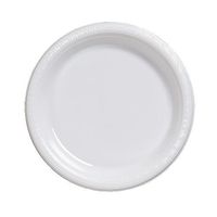 Creative Converting Touch of Color 50 Count Plastic Dinner Plates, White - 28000021B